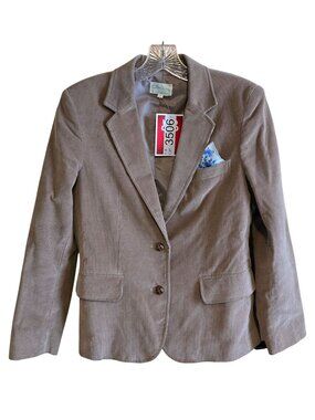 DeMara Tan Corduroy Blazer Pocket Detail vintage old money elegant